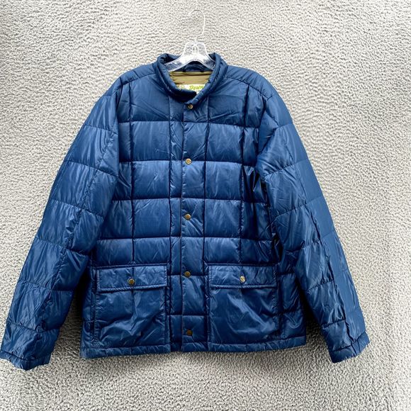 Eddie Bauer Jacket Adult Sz Large Blue Goose Down Puffer Quilted Parka Nylon Men - Picture 1 of 10